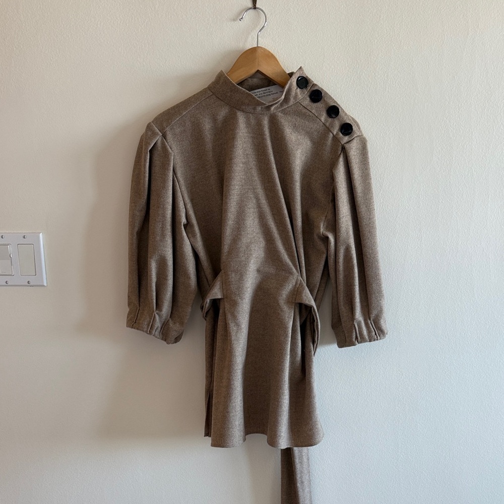 Zara Brown Button-Detail Top